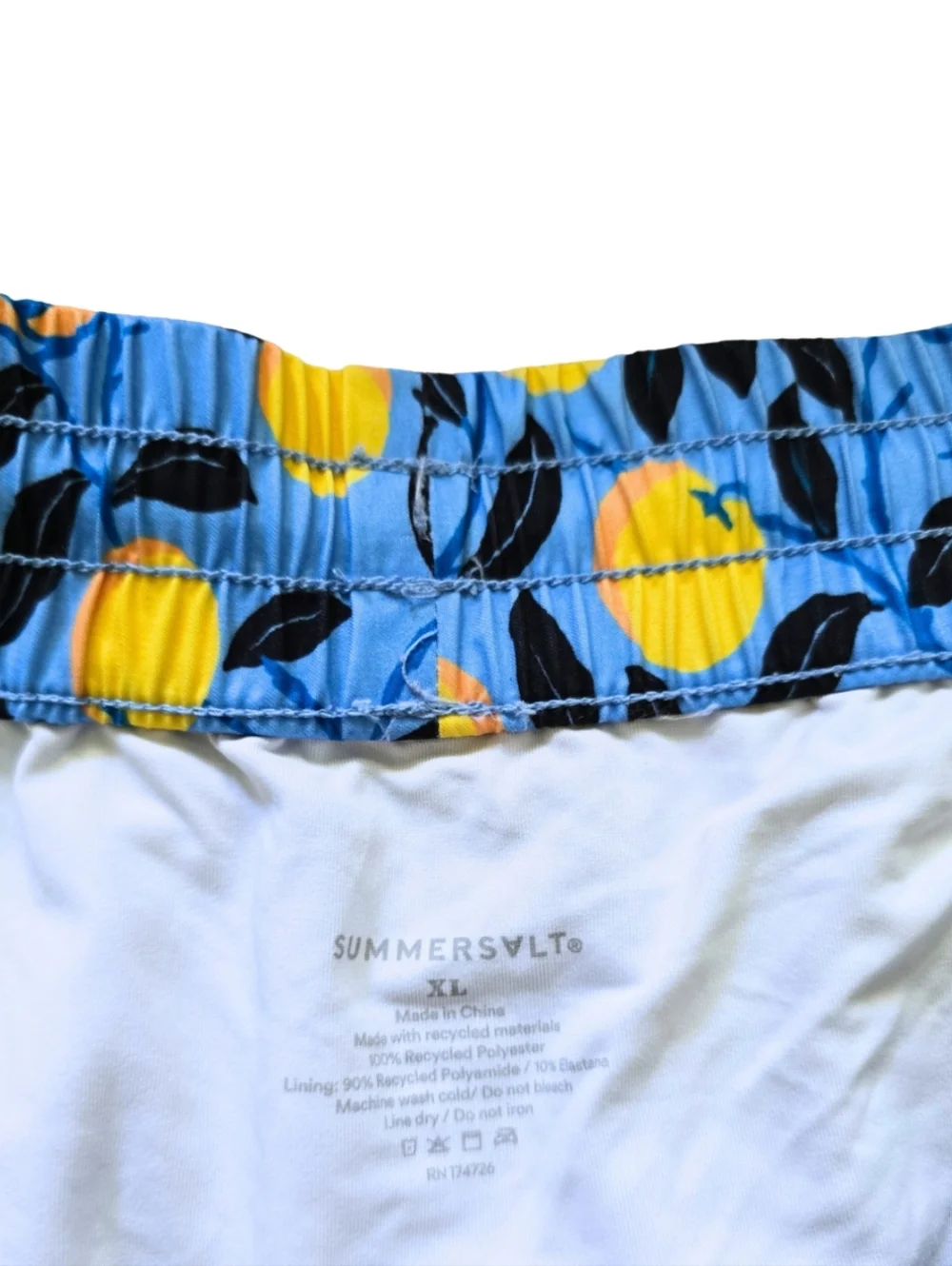 Summersalt x Diane Von Furstenberg Mens Lemon Print Swim Trunks XL Extra Large